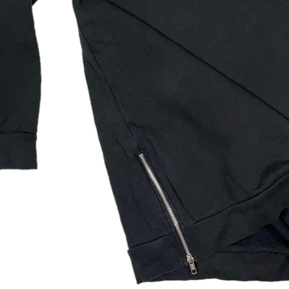 TopMan Crewneck Long Sleeve Black Sweatshirt with Side Zipper Detail Size Small - Picture 3 of 4